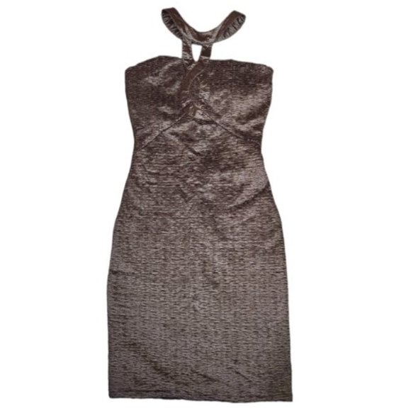 Romeo & Juliet Couture Bodycon Brown Cut Out Halter Backless Dress Size M - Picture 1 of 9